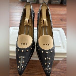 Michael Michael Kors Black Leather Studded Heels Women’s Size 7